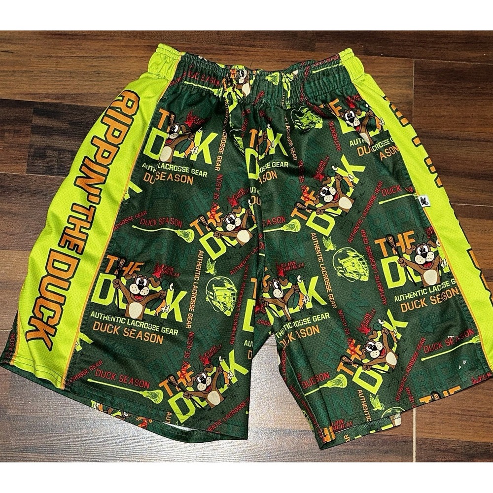 Flow Society Shorts Mens‎ Small Green Authentic Lacrosse Gear Duck Season